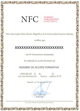 Certificado Universidad Antonio de Nebrija